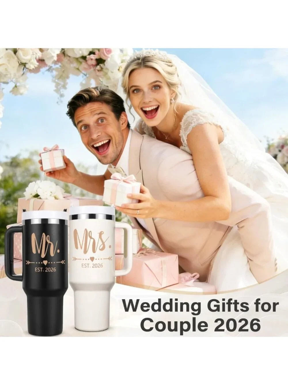 Personalized Wedding Gifts for Couples 2026 - Mr & Mrs Tumblers Set, Unique Gift